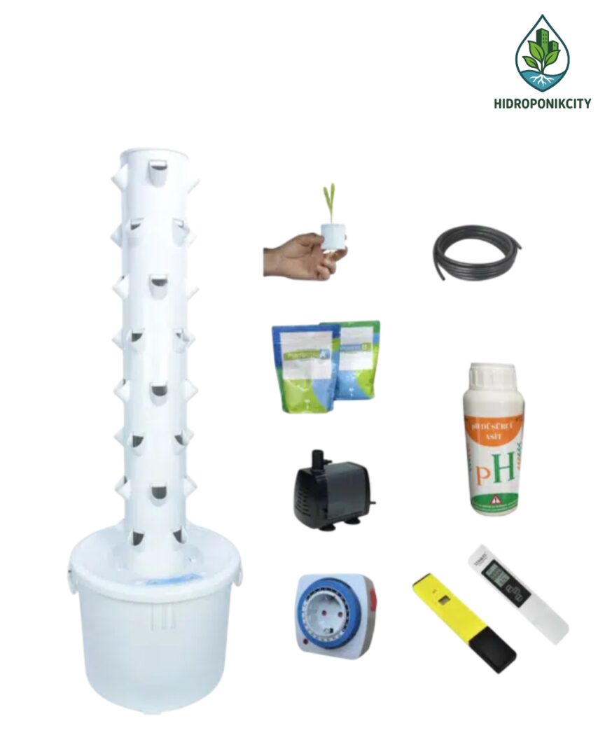 Dikey Kule 40 Gözlü Avrupa Model Topraksız Tarım Hobi Seti – Hidroponik City