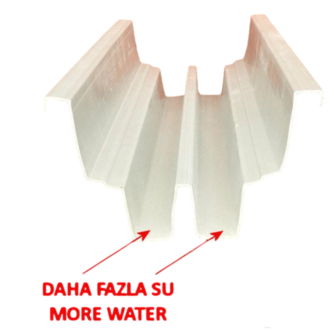 Çift Oluk Beyaz Çilek Kanalı 1m – Orijinal PVC 1. Kalite