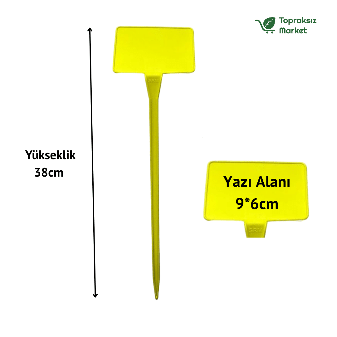 Bitki Etiketi – Fidan Etiketi – Sarı 10’lu Set (9x6x38 cm) – Fide Tanıma Etiketi