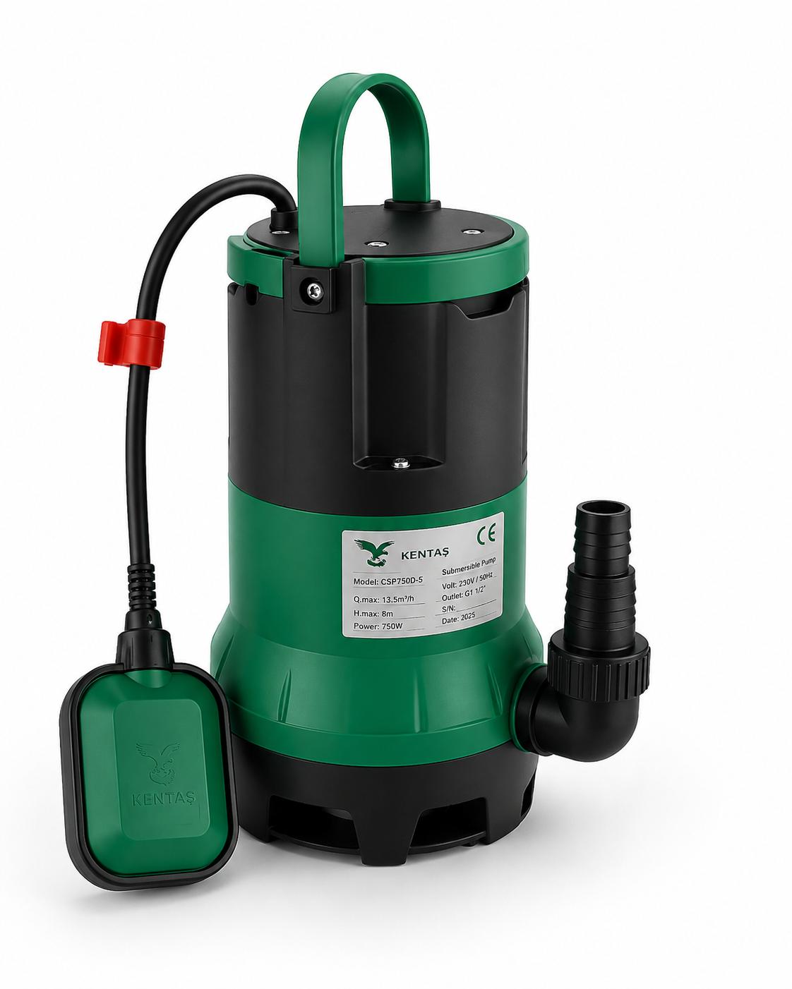 400W 0.5 HP Dalgıç Temiz Su Pompası Şamandıralı – 8.500 L/Saat Debi, 7 m Dalma Derinliği