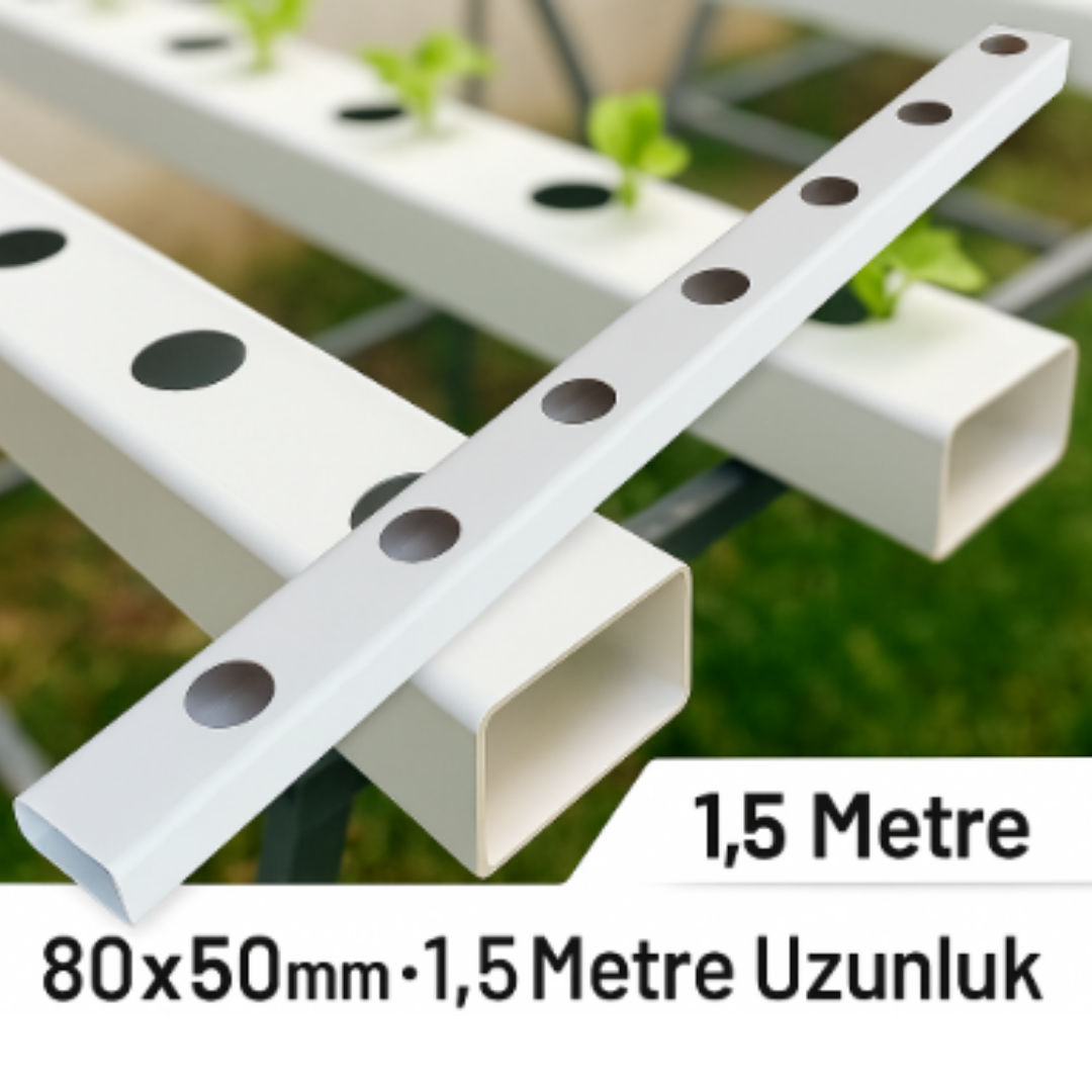 NFT Kanal Beyaz 80x50 mm – Topraksız Tarım Hidroponik Yetiştirme Kanalı
